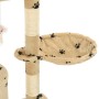 Rascador para gatos con poste de sisal 138 cm huellas beige de vidaXL, Mobiliario para gatos - Ref: Foro24-170581, Precio: 87...
