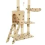 Rascador para gatos con poste de sisal 138 cm huellas beige de vidaXL, Mobiliario para gatos - Ref: Foro24-170581, Precio: 85...