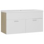 Mueble con lavabo madera de ingeniería blanco y roble Sonoma de , Tocadores de baño - Ref: Foro24-3070843, Precio: 221,28 €, ...