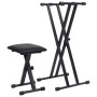 Set de soporte para teclado con doble refuerzo y taburete negro de vidaXL, Banquetas y taburetes - Ref: Foro24-70097, Precio:...