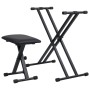Set de soporte para teclado con doble refuerzo y taburete negro de vidaXL, Banquetas y taburetes - Ref: Foro24-70097, Precio:...
