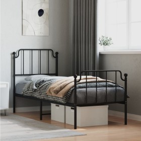 Estructura de cama con cabecero y estribo metal negro 80x200 cm de , Camas y somieres - Ref: Foro24-373896, Precio: 76,39 €, ...