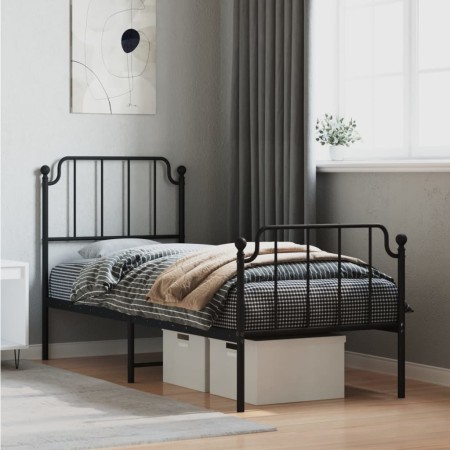 Estructura de cama con cabecero y estribo metal negro 80x200 cm de , Camas y somieres - Ref: Foro24-373896, Precio: 76,39 €, ...