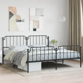 Estructura de cama cabecero y estribo metal negro 193x203 cm de , Camas y somieres - Ref: Foro24-373911, Precio: 119,95 €, De...