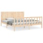 Estructura de cama de matrimonio con cabecero madera maciza de , Camas y somieres - Ref: Foro24-3192961, Precio: 184,17 €, De...