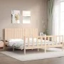 Double bed frame with solid wood headboard by , Beds and slatted bases - Ref: Foro24-3192961, Price: 178,60 €, Discount: %