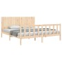 Estructura de cama de matrimonio con cabecero madera maciza de , Camas y somieres - Ref: Foro24-3192961, Precio: 184,17 €, De...