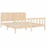 Double bed frame with solid wood headboard by , Beds and slatted bases - Ref: Foro24-3192961, Price: 178,60 €, Discount: %