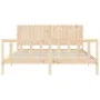 Double bed frame with solid wood headboard by , Beds and slatted bases - Ref: Foro24-3192961, Price: 178,60 €, Discount: %