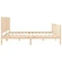 Double bed frame with solid wood headboard by , Beds and slatted bases - Ref: Foro24-3192961, Price: 178,60 €, Discount: %