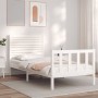 Estructura de cama individual con cabecero madera maciza blanco de , Camas y somieres - Ref: Foro24-3193167, Precio: 122,46 €...