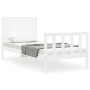 Estructura de cama individual con cabecero madera maciza blanco de , Camas y somieres - Ref: Foro24-3193167, Precio: 122,46 €...