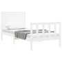 Estructura de cama individual con cabecero madera maciza blanco de , Camas y somieres - Ref: Foro24-3193167, Precio: 122,46 €...