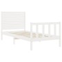 Estructura de cama individual con cabecero madera maciza blanco de , Camas y somieres - Ref: Foro24-3193167, Precio: 122,46 €...