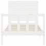 Estructura de cama individual con cabecero madera maciza blanco de , Camas y somieres - Ref: Foro24-3193167, Precio: 122,46 €...