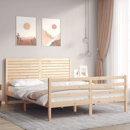 Estructura de cama con cabecero madera maciza 160x200 cm de , Camas y somieres - Ref: Foro24-3195036, Precio: 164,46 €, Descu...