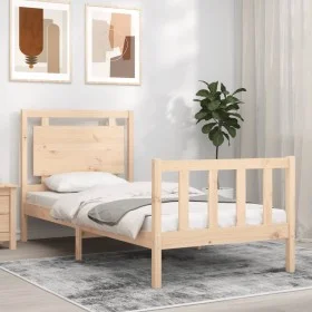 Estructura de cama con cabecero madera maciza 100x200 cm de , Camas y somieres - Ref: Foro24-3192156, Precio: 126,34 €, Descu...