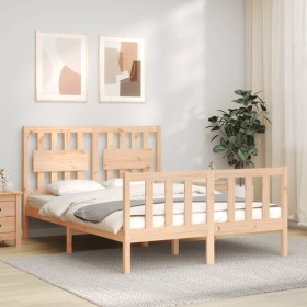 Estructura de cama con cabecero madera maciza 140x200 cm de , Camas y somieres - Ref: Foro24-3192426, Precio: 138,34 €, Descu...