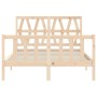Estructura de cama de matrimonio con cabecero madera maciza de , Camas y somieres - Ref: Foro24-3192466, Precio: 142,91 €, De...