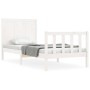 Estructura de cama individual con cabecero madera maciza blanco de , Camas y somieres - Ref: Foro24-3192582, Precio: 128,11 €...