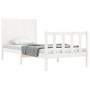 Estructura de cama individual con cabecero madera maciza blanco de , Camas y somieres - Ref: Foro24-3192582, Precio: 128,11 €...