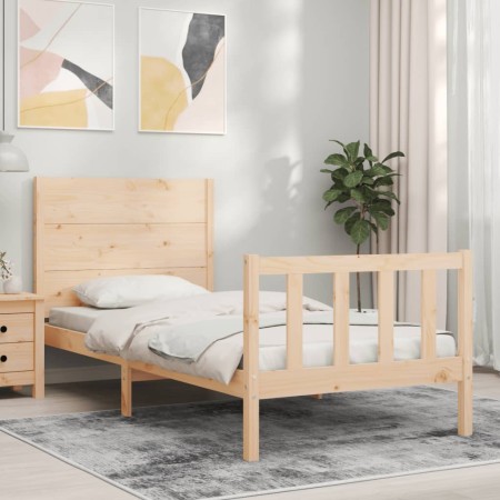 Estructura de cama con cabecero madera maciza 100x200 cm de , Camas y somieres - Ref: Foro24-3192741, Precio: 128,28 €, Descu...