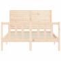 Estructura de cama con cabecero madera maciza 140x190 cm de , Camas y somieres - Ref: Foro24-3193186, Precio: 162,91 €, Descu...