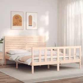 Bettgestell mit Massivholzkopfteil 160x200 cm von , Betten und Lattenroste - Ref: Foro24-3193216, Preis: 156,47 €, Rabatt: %