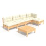 Muebles de jardín 6 piezas cojines madera de pino color crema de , Conjuntos de jardín - Ref: Foro24-3096340, Precio: 458,11 ...