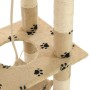 Rascador para gatos con poste de sisal 140 cm huellas beige de vidaXL, Mobiliario para gatos - Ref: Foro24-170586, Precio: 80...