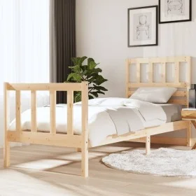 Estructura de cama individual pequeña madera maciza 75x190 cm de , Camas y somieres - Ref: Foro24-3101113, Precio: 90,59 €, D...