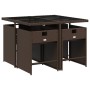 Set comedor de jardín 5 piezas y cojines ratán sintético marrón en Conjuntos de jardín | Comprar online en Foru.es
