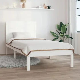 Estructura de cama madera maciza de pino blanco 100x200 cm de , Camas y somieres - Ref: Foro24-3104144, Precio: 117,26 €, Des...