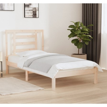 Estructura de cama madera maciza de pino 90x190 cm de , Camas y somieres - Ref: Foro24-3104313, Precio: 82,53 €, Descuento: %