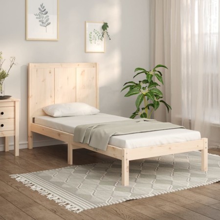 Estructura de cama madera maciza de pino 75x190 cm de , Camas y somieres - Ref: Foro24-3105690, Precio: 99,16 €, Descuento: %