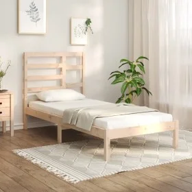 Estructura de cama madera maciza 75x190 cm de , Camas y somieres - Ref: Foro24-3105755, Precio: 81,15 €, Descuento: %