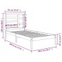 Estructura de cama madera maciza 75x190 cm de , Camas y somieres - Ref: Foro24-3105755, Precio: 82,26 €, Descuento: %