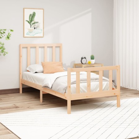 Estructura de cama madera maciza de pino 100x200 cm de , Camas y somieres - Ref: Foro24-3106693, Precio: 112,01 €, Descuento: %