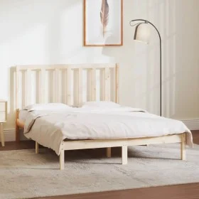 Solid pine wood bed frame 140x190 cm by , Beds and slatted bases - Ref: Foro24-3106618, Price: 107,45 €, Discount: %