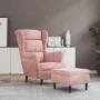 Sillón orejero y taburete de terciopelo rosa de , Sillones - Ref: Foro24-3115935, Precio: 314,45 €, Descuento: %