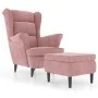 Ohrensessel und Hocker aus rosa Samt von , Sessel - Ref: Foro24-3115935, Preis: 314,45 €, Rabatt: %