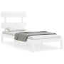 Estructura de cama con cabecero madera maciza blanco de , Camas y somieres - Ref: Foro24-3193497, Precio: 104,82 €, Descuento: %