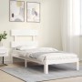 Estructura de cama con cabecero madera maciza blanco de , Camas y somieres - Ref: Foro24-3193497, Precio: 104,82 €, Descuento: %