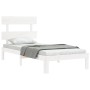 Estructura de cama con cabecero madera maciza blanco de , Camas y somieres - Ref: Foro24-3193497, Precio: 104,82 €, Descuento: %