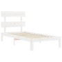 Estructura de cama con cabecero madera maciza blanco de , Camas y somieres - Ref: Foro24-3193497, Precio: 104,82 €, Descuento: %