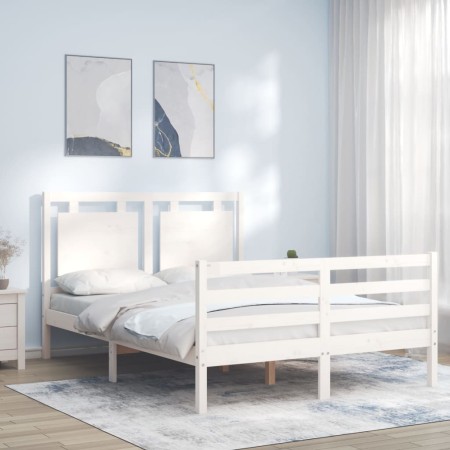 Estructura de cama con cabecero madera maciza blanco 140x190 cm de , Camas y somieres - Ref: Foro24-3194032, Precio: 150,83 €...