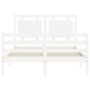 Estructura de cama con cabecero madera maciza blanco 140x190 cm de , Camas y somieres - Ref: Foro24-3194032, Precio: 150,83 €...