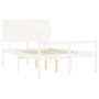 Cama para personas mayores con cabecero madera maciza blanco de , Camas y somieres - Ref: Foro24-3195457, Precio: 183,54 €, D...