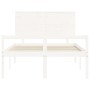 Cama para personas mayores con cabecero madera maciza blanco de , Camas y somieres - Ref: Foro24-3195457, Precio: 183,54 €, D...