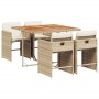 Set comedor de jardín 5 pzas con cojines ratán sintético beige en Conjuntos de jardín | Comprar online en Foru.es